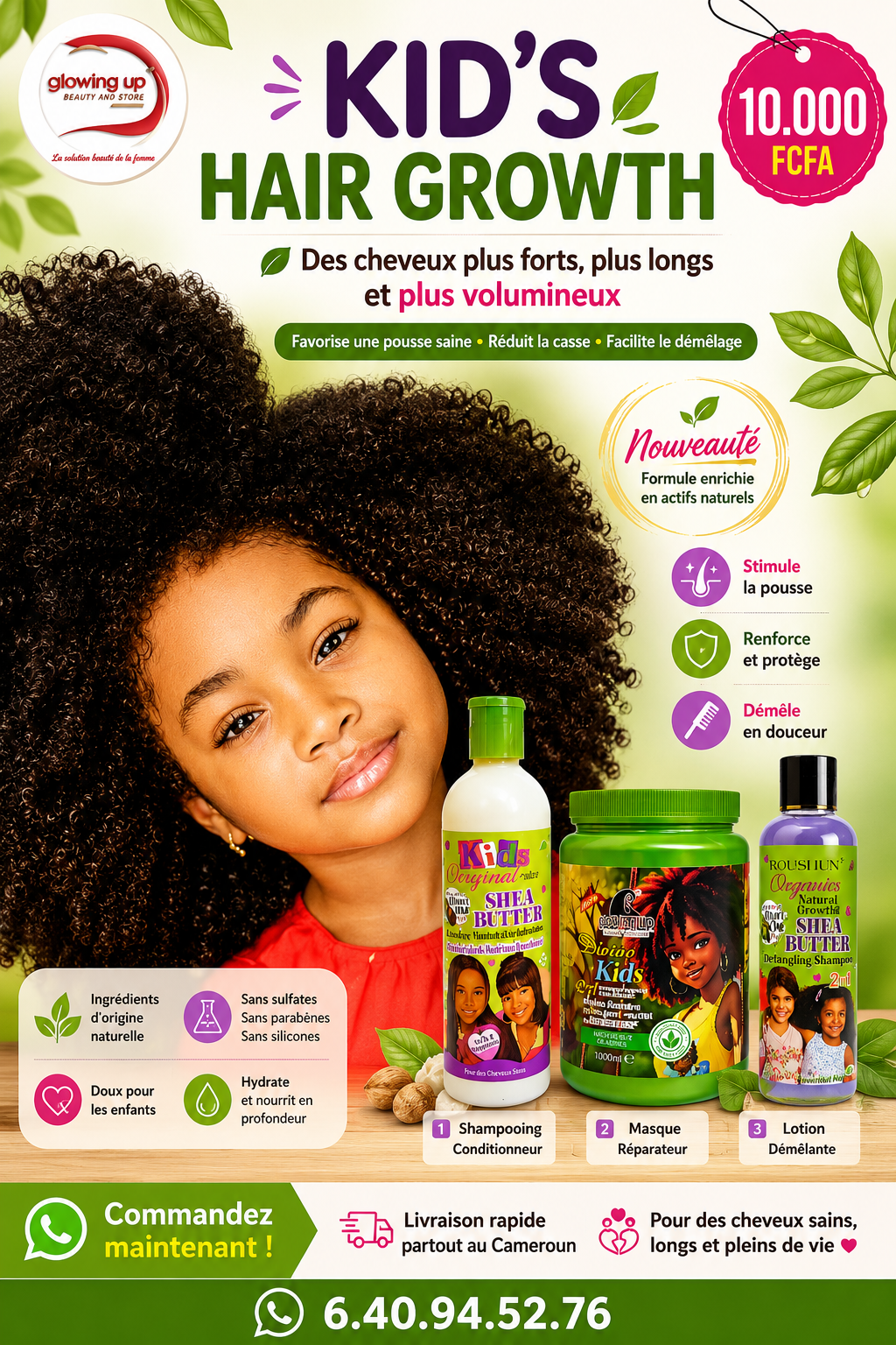 Kid's Hair Growth- La routine croissance pour des cheveux longs, forts et en pleine santé.