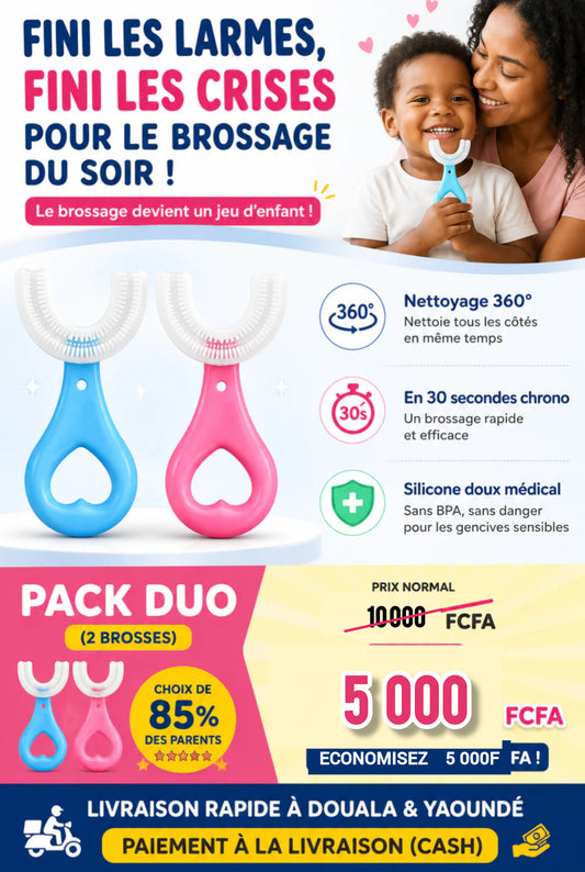 Brosse à dents detartrante en U pour enfants( Pack de 2 brosses)