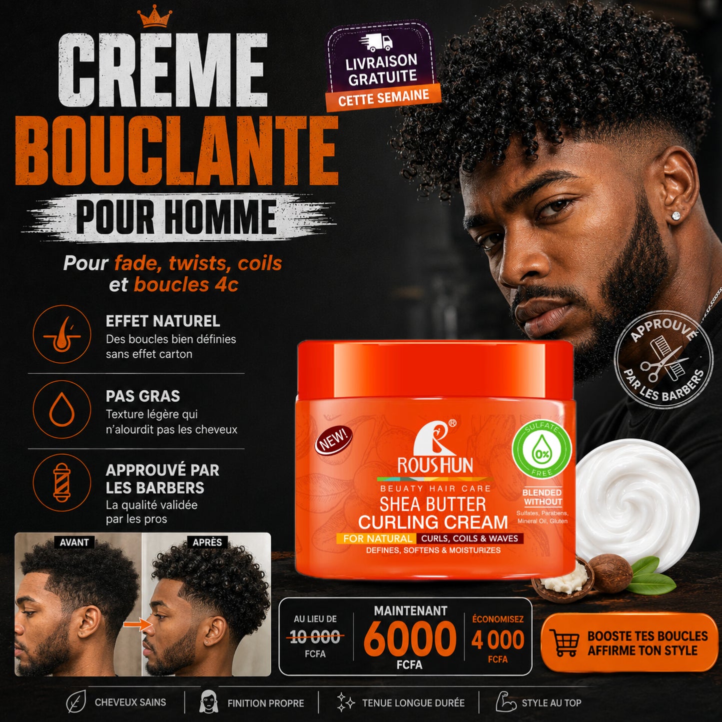 Crème bouclante Homme